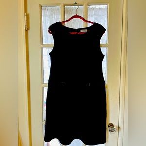 Calvin Klein Black Dress size 14 zipper back flattering pocket zippers